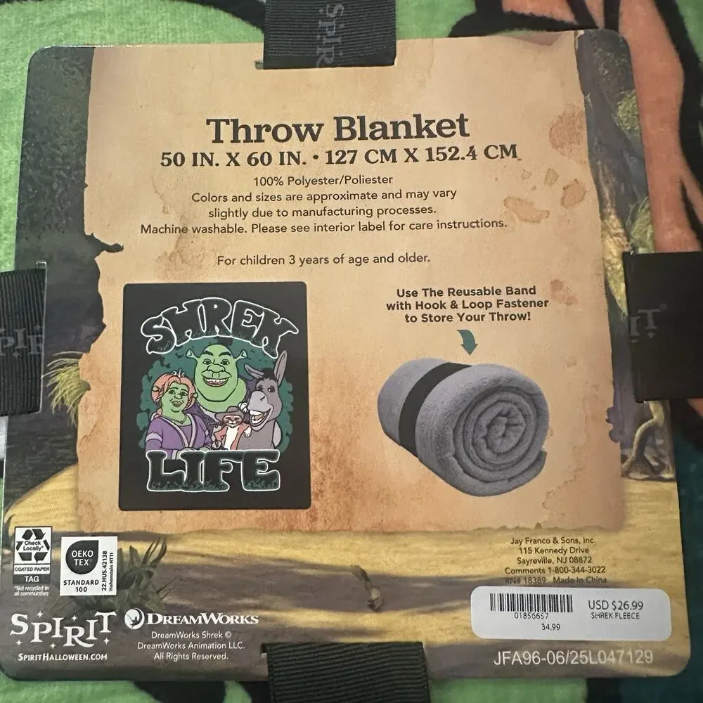 DreamWorks Shrek Life Throw Blanket Spirit Halloween Fleece NWT 50x60